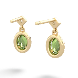 Peridot Antique-Style Halo 14K Yellow Gold earrings E5720