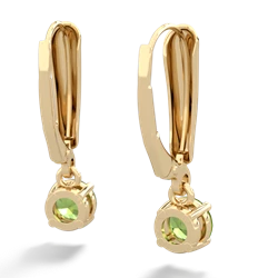 Peridot 5Mm Round Lever Back 14K Yellow Gold earrings E2785