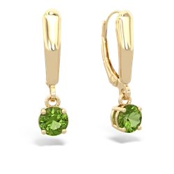 Peridot 5Mm Round Lever Back 14K Yellow Gold earrings E2785