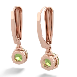 Peridot 6Mm  Round Lever Back 14K Rose Gold earrings E2786