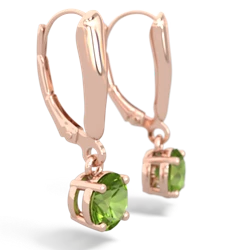 Peridot 6Mm  Round Lever Back 14K Rose Gold earrings E2786