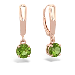 Peridot 6Mm  Round Lever Back 14K Rose Gold earrings E2786