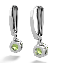 Peridot 6Mm  Round Lever Back 14K White Gold earrings E2786