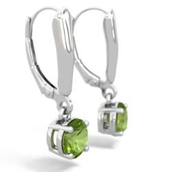 Peridot 6Mm  Round Lever Back 14K White Gold earrings E2786