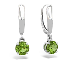 Peridot 6Mm  Round Lever Back 14K White Gold earrings E2786