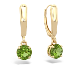 Peridot 6Mm  Round Lever Back 14K Yellow Gold earrings E2786