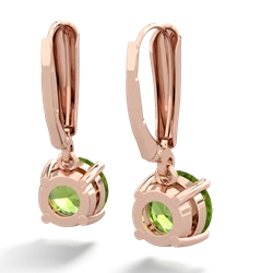 Peridot 8Mm  Round Lever Back 14K Rose Gold earrings E2788