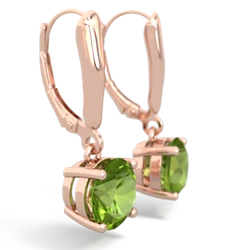 Peridot 8Mm  Round Lever Back 14K Rose Gold earrings E2788