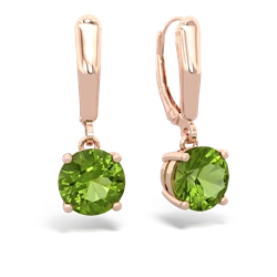 Peridot 8Mm  Round Lever Back 14K Rose Gold earrings E2788