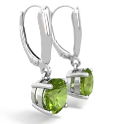 Peridot 8Mm  Round Lever Back 14K White Gold earrings E2788