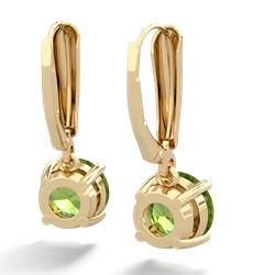 Peridot 8Mm  Round Lever Back 14K Yellow Gold earrings E2788