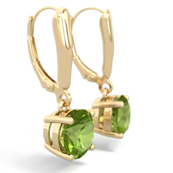 Peridot 8Mm  Round Lever Back 14K Yellow Gold earrings E2788