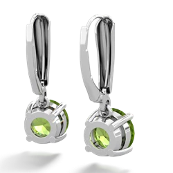 Peridot 8Mm  Round Lever Back 14K White Gold earrings E2788