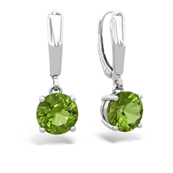 Peridot 8Mm Round Lever Back 14K White Gold earrings E2788