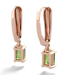 Peridot 6X4mm Emerald-Cut Lever Back 14K Rose Gold earrings E2855