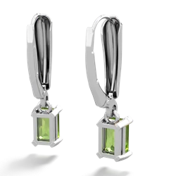 Peridot 6X4mm Emerald-Cut Lever Back 14K White Gold earrings E2855