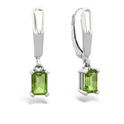 Peridot 6X4mm Emerald-Cut Lever Back 14K White Gold earrings E2855