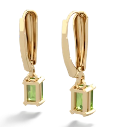 Peridot 6X4mm Emerald-Cut Lever Back 14K Yellow Gold earrings E2855