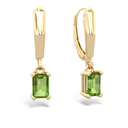 Peridot 6X4mm Emerald-Cut Lever Back 14K Yellow Gold earrings E2855