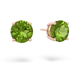 Peridot 8Mm Round Stud 14K Rose Gold earrings E1788