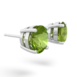 Peridot 8Mm Round Stud 14K White Gold earrings E1788