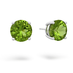 Peridot 8Mm Round Stud 14K White Gold earrings E1788