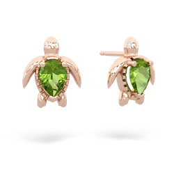 Peridot Baby Sea Turtle 14K Rose Gold earrings E5241