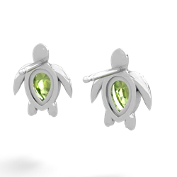 Peridot Baby Sea Turtle 14K White Gold earrings E5241