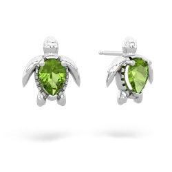 Peridot Baby Sea Turtle 14K White Gold earrings E5241