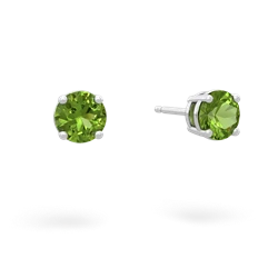 Peridot 5Mm Round Stud 14K White Gold earrings E1785