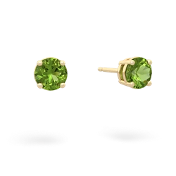 Peridot 5Mm Round Stud 14K Yellow Gold earrings E1785