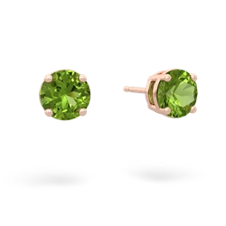 Peridot 6Mm Round Stud 14K Rose Gold earrings E1786