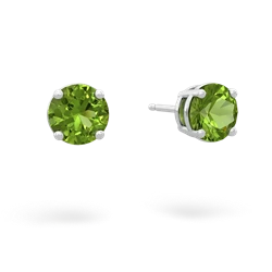 Peridot 6Mm Round Stud 14K White Gold earrings E1786