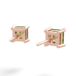 Peridot 5Mm Princess Cut Stud 14K Rose Gold earrings E1789