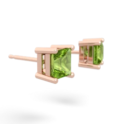 Peridot 5Mm Princess Cut Stud 14K Rose Gold earrings E1789