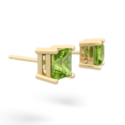 Peridot 5Mm Princess Cut Stud 14K Yellow Gold earrings E1789