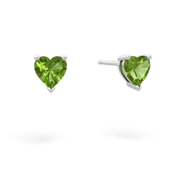 Peridot 5Mm Heart Stud 14K White Gold earrings E1861