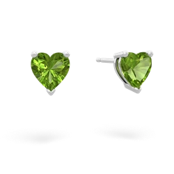 Peridot 6Mm Heart Stud 14K White Gold earrings E1862