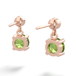 Peridot Diamond Drop 6Mm Round 14K Rose Gold earrings E1986