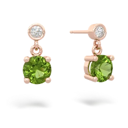 Peridot Diamond Drop 6Mm Round 14K Rose Gold earrings E1986