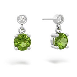 Peridot Diamond Drop 6Mm Round 14K White Gold earrings E1986