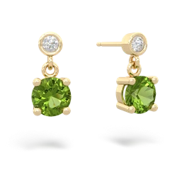 Peridot Diamond Drop 6Mm Round 14K Yellow Gold earrings E1986