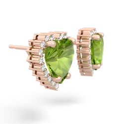 Peridot Sparkling Halo Heart 14K Rose Gold earrings E0391
