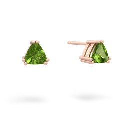 Peridot 5Mm Trillion Stud 14K Rose Gold earrings E1858