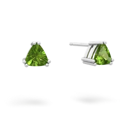 Peridot 5Mm Trillion Stud 14K White Gold earrings E1858