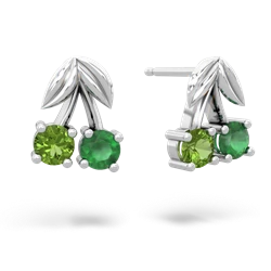 Peridot Sweet Cherries 14K White Gold earrings E7001