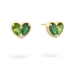 Peridot 'Our Heart' 14K Yellow Gold earrings E5072