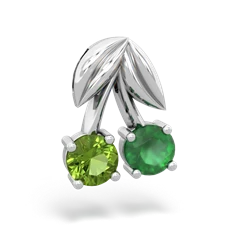 Peridot Sweet Cherries 14K White Gold pendant P7001