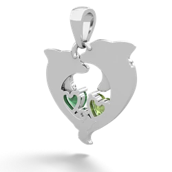 Peridot Dolphin Heart 14K White Gold pendant P5820