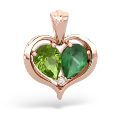 Peridot Two Become One 14K Rose Gold pendant P5330